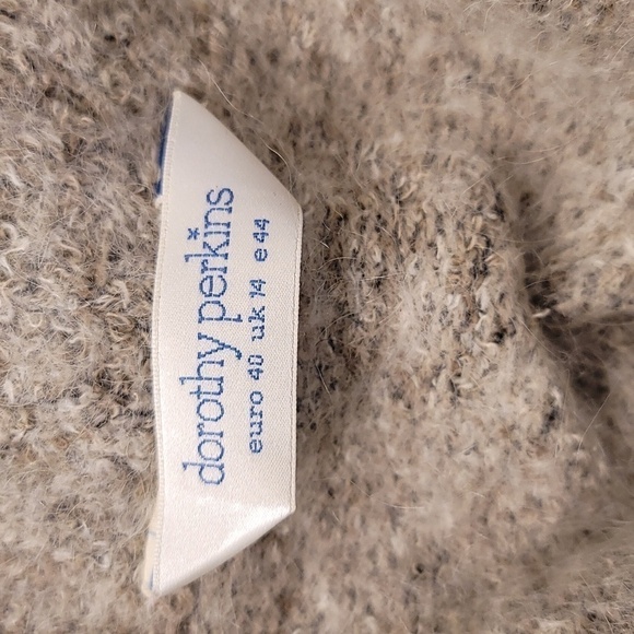 Dorothy Perkins Wool Blend Cream And Brown Cardigan - Size 14 - Picture 4 of 6